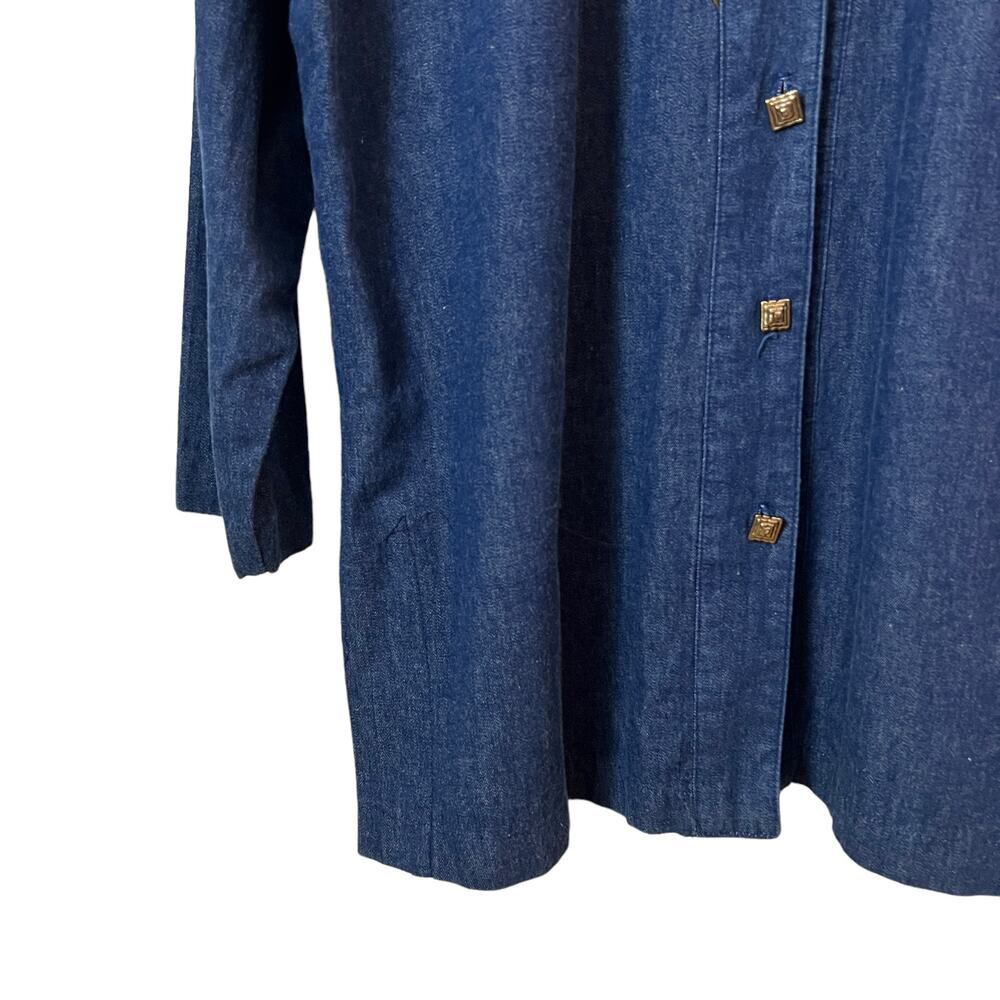 Vintage Denim Patchwork Button Down Shacket Size … - image 3